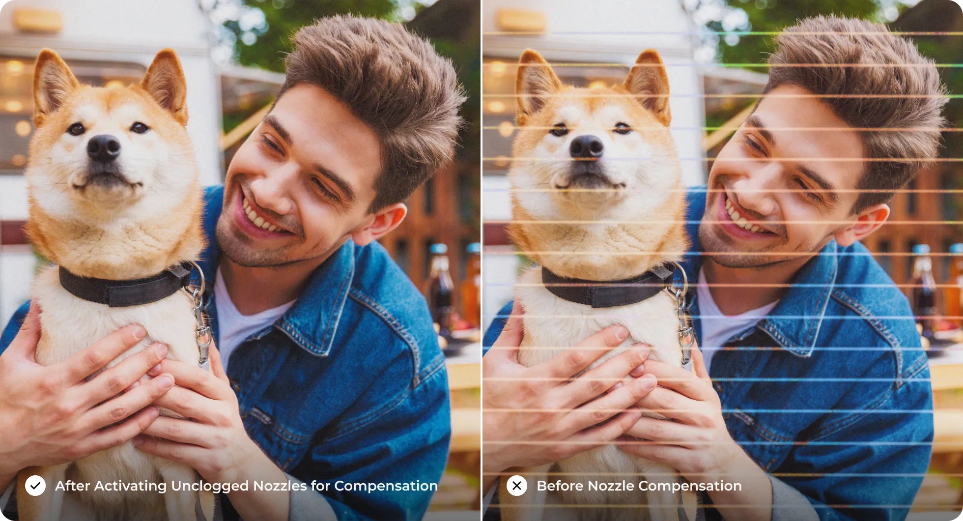 xTool 紡織DTF膠片直噴機 常規噴嘴阻塞檢查和補償 印表機會透過列印測試圖案定期檢查噴嘴。我們的 AI 攝影機會分析輸出結果，並啟動列印頭清潔功能以解決問題