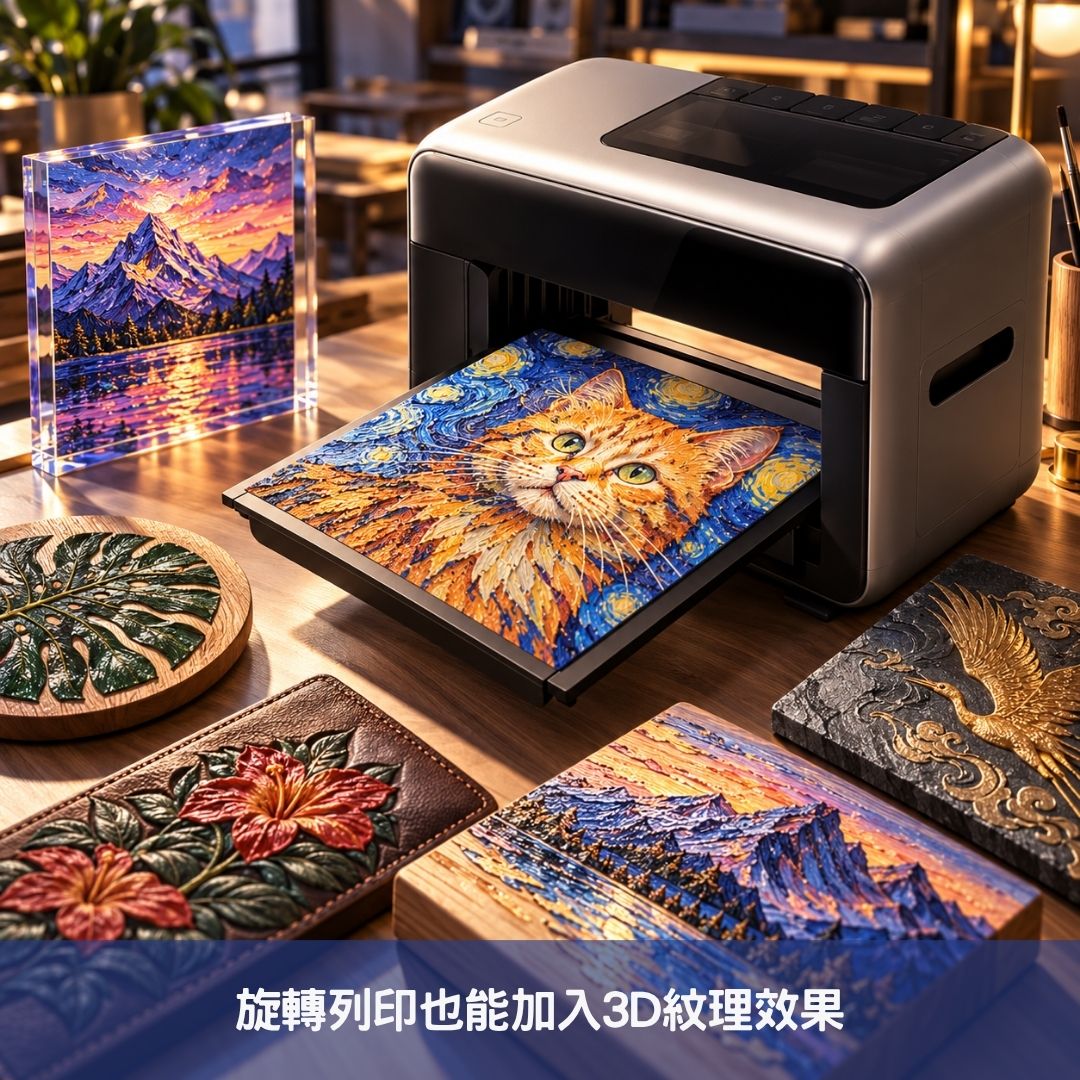 旋轉列印也能加入3D紋理效果