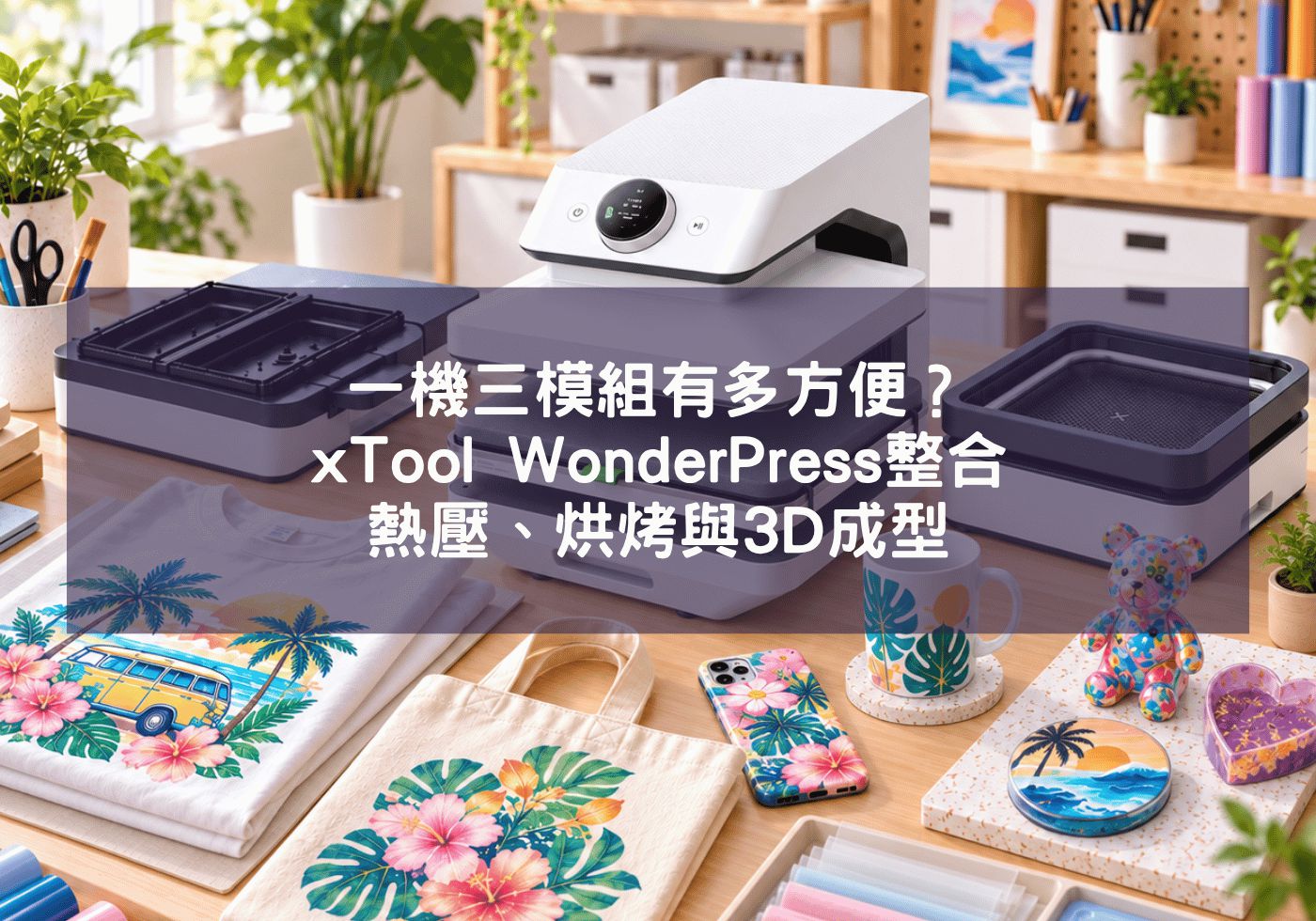 一機三模組有多方便？xTool WonderPress整合熱壓、烘烤與3D成型